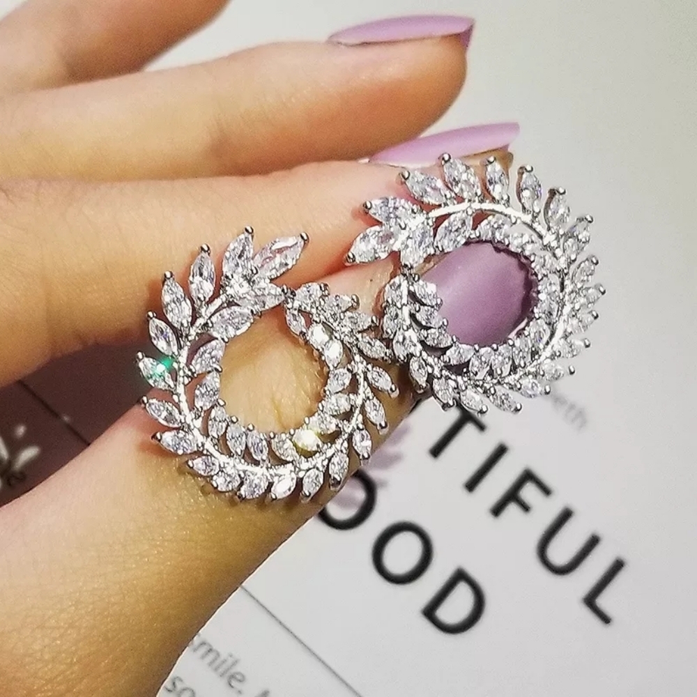 Sterling silver and cubic zircon earring round - Picture 5 of 14
